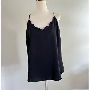 J.Crew factory black scallop neckline top blouse size 14